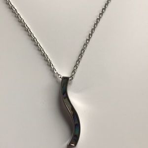 NECKLACE silver plated with iridescent curvy charm